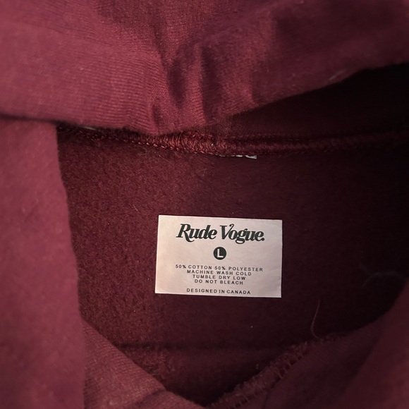 RudeVogue Burgandy Hoodie, Large - Picture 4 of 4